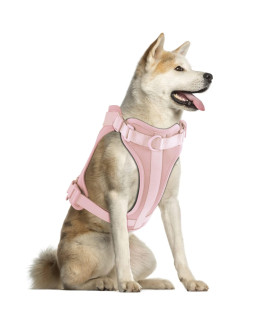Wisedog No Pull Lightweight Dog Vest Harness With Soft And Comfortable Cushion, Breathable Mesh, For Small Medium Large Dogs Walking (L(Neck: 1615-2086Chest: 2402-3819), Gossamer Pink)