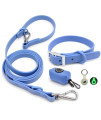 Zaler Dog Collar And Leash Set, Waterproof Adjustable Stinkproof Pet Collars Leashes For Large, Medium Small Dogs, 6Ft Dog Leash With Airtag Dog Collar Holder And Dog Poop Bag Holder (Xl, Blue)