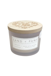 Sand + Paws Scented Candle - French Lavender - Additional Scents And Sizes -Luxurious Air Freshening Jar Candles Neutralize Pet Odors And Enhance Home Dacor - 100% Cotton Lead-Free Wicks - 12 Oz