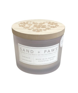 Sand + Paws Scented Candle - French Lavender - Additional Scents And Sizes -Luxurious Air Freshening Jar Candles Neutralize Pet Odors And Enhance Home Dacor - 100% Cotton Lead-Free Wicks - 12 Oz