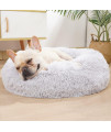 Comfy Calming Dog Bed For Dogs With Anxiety,Fluffy Round Donut Cuddler Dog Bed For Small Dogs,Grey Plush Puppy Beds For Small Dogs Washable 24 Inch For Dogs Cats Under 25 Lb
