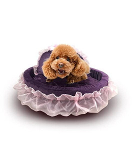 BOOMLATU Pet Bed Princess Bowknot Lace Cute Bed Dog,Elegant Lovely Warm Dog Bed Cat Bed for Small Pet (Small(19.6 x 21.6 x 4.7in), Purple)