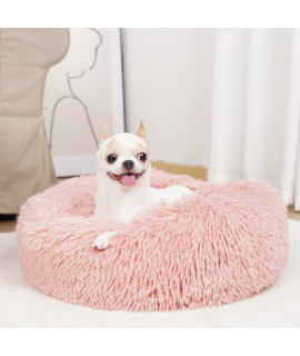 Anti Anxiety Calming Dog Beds For Extra Small Dogs,Fluffy Round Donut Cuddler Puppy Beds For Extra Small Dogs Washable,Soft Cozy Plush Cat Bed For Under 10 Lbs Pets