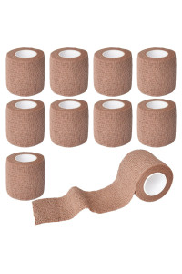 Gondiane 9 Pack 2 X 5 Yards Self Adhesive Bandage Wrap Self Stick Wrap For Ankle, Wrist, Finger, Sports, Breathable Cohesive Vet Tape For Pets (Brown)