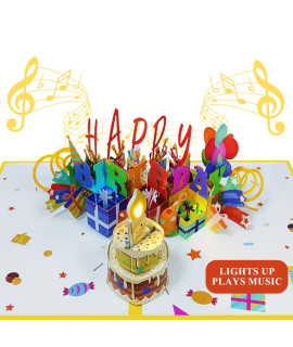 Birthday Card,Musical Birthday Cards With Light And Music, Blowable, 3D Birthday Popup Card,Birthday Card For Women- Plays Hit Song Happy Birthday