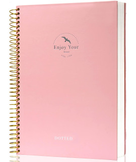 Spiral Dot Grid Notebook Journal 85 X 11 Large Dotted Paper Notebook 210 Pages Hardcover Spiral Notebook For Men Women, Pink