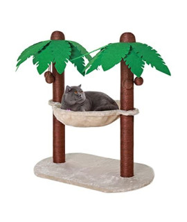 Coconut Tree Cat Scratching Posts Hammock - Cat Scratcher, Bed for Cats, Natural Sisal Scratching Posts, Indoor Outdoor, for Kittens and Adults