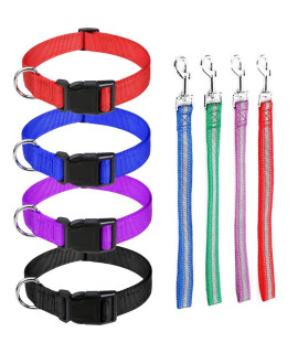 8 Pieces Goat Lead and Goat Collars Set, Nylon 11 inch Goat Lead with Reflective Strip Design and Nylon Goat Collar for Small Farm Animal Goat Cow Horse Sheep (Multicolor)
