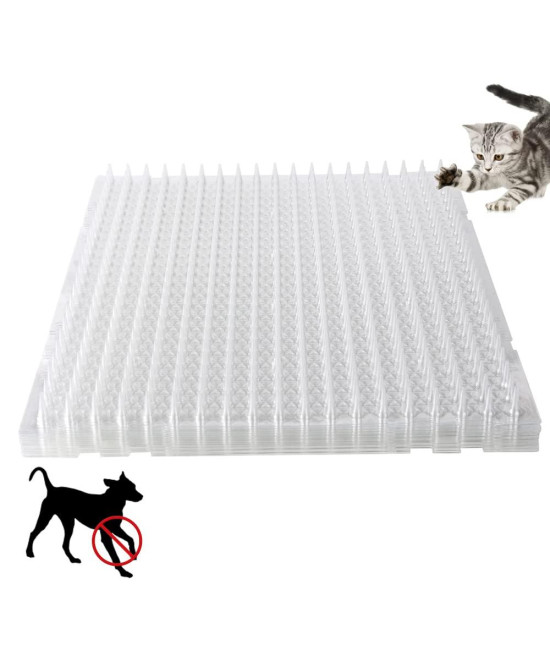 Ysglory 16 Pack Cat Deterrent Outdoor Scat Mat 16 x 13 Inch Cat Counter Deterrent Mat Plastic Spikes for Cats Dogs Training Mat for Indoor Outdoor Supplies, 18.3 Square Feet