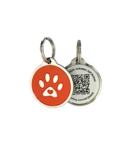 Pet Dwelling 2D QR Code Pet ID Tag - Dog Tags - Cat Tags - Online Pet Profile - Scan Tag Location - Instant Email Notification(Orange Paw)