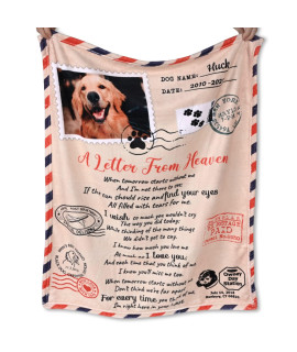 Niwaho Personalized Pet Memorial Gifts Dog Cat Photos Blanket - Letter From Heaven Dog Blankets For Loss Of Pet - Dog Passing Away Sympathy Rememberance Gifts (40X50)