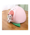 SSDHUA Cat Nest Peach Apple Zongzi Shaped Cat Sofa Bed Cute and Comfortable Pet Cat House Removable Nest Cushion Indoor Multifunctional Decorative Pet Bed Suitable for Small Cats and Dogs (Peach,L)