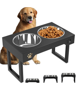 Fordog Elevated Dog Bowls, Stainless Steel Raised Dog Bowls Adjustable To 8 Heights, 275, 75, 105, 14-20, For Medium Large Sized Dogs, With 2 Stainless Steel Dog Bowls For Food Water
