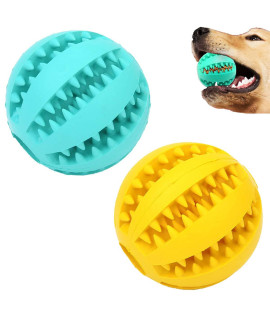 2 Pack Dog Toy Ballontoxic Bite Resistant Teething Toys Balls For Smallmedium Large Dog And Puppy Cat , Dog Pet Food Treat Feeder Chew Tooth Cleaning Ball Exercise Game Iq Training Ball