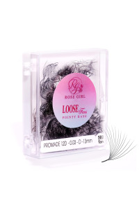 Rose Girl Loose Promade Fans - Natural Look Handmade Volume Eyelashes From 3D To 16D - C Cc D Dd Curl - False Lashes Extensions - Thickness 00301 Mm - 820 Mm Length (12D-003-C (9Mm))