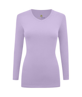 Natural Uniforms Womens Long Sleeve V-Neck T-Shirt Under Scrub (Lavender, X-Large)
