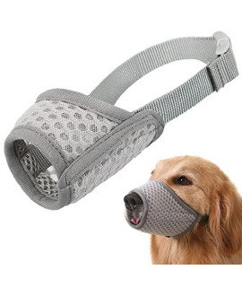 Dog Muzzle, Soft Mesh Muzzle For Small Medium Large Dogs Chihuahua Poodles Beagle Dachshund Corgis Labrador Golden, Puppy Muzzle For Biting Chewing Grooming, Allows Panting Drinking (Grey, Xl)