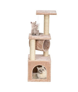 Wistore 36" Stable Cute Sisal Cat Climb Holder Cat Tower Beige