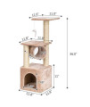 Wistore 36" Stable Cute Sisal Cat Climb Holder Cat Tower Beige