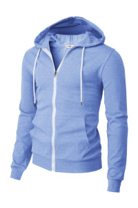 H2H Mens Casual Slim Fit Zip Up Hoodies With White Zipper And Drawcord Cornflower Us 3Xlasia 4Xl (Cmohol048)