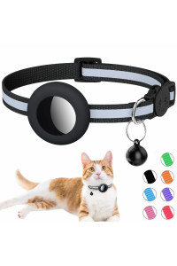 Airtag Cat Collar, Reflective Air Tag Cat Collar With Bell And Prefect Size Waterproof Airtag Holder Compatible With Apple Airtag, Cat Airtag Collar With Breakaway Safety Buckle For Kitten Puppy