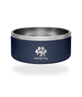 FatBelly Stainless Steel Non-Slip 64oz (8 Cups) Dog and Cat Bowl, Double Insulated Bowl, with Rubber Bottom, Suitable for Large, Medium, and Small Dogs and Cats (Navy)