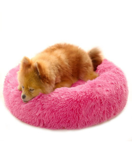 Calming Dog Bed Detachable Bed Anti-Anxiety Donut Dog Cuddler Bed Warming Cozy Soft Dog Round Bed, Fluffy Faux Fur Plush Dog Cat Cushion Bed