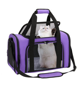 Dog Carriers For Small Dogs Cats, Zbrivier Soft Cat Carrier Tsa Approved Pet Carrier For Cat Travel Carrier, Collapsible Dog Carrier Airline Approved With Upgrade Lockable Zippers- Medium, Purple