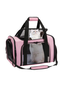 Cat Carrier, Zbrivier Dog Carrier Airline Approved Pet Carrier For Cat, Durable Dog Carriers For Small Dogs Medium Cats, Soft Cat Carrier With Upgrade Lockable Zippers And Fleece Pad- Medium, Pink