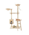 Wistore 60" Solid Cute Sisal Rope Plush Cat Climb Tree Cat Tower Beige