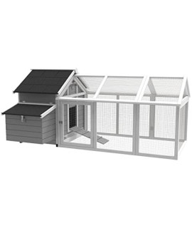 Ware Pet Products 82" Rustic Barn Chicken Coop with Run, Full-Size Metal Pull Pan, Exernal Nest Boxes, Roost Bars and Durable Shingle Roof