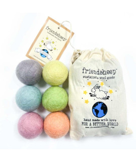 Friendsheep Eco Wool Pet Toy Ball - Cat, Ferret, Small Dog - Fair Trade, Handmade in Nepal, Eco-Friendly - 100% Wool, 6-Pack (Balls x6, Fairy Dust)