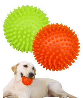 Pweituoet 35A Spike Dog Balls With Squeaky, Thicker And Durable, 2 Pack Dog Chew Toys Clean Teeth Training For Puppy Small Medium Large Dogs, Dog Ball Toys For Aggressive Chewers