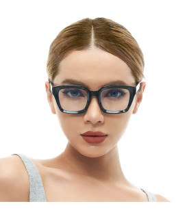 Rmerom Blue Light Glasses For Women Men Fashion Black Glasses Classic Square Eyewear Thick Non Prescription Frame (Black Glasses)