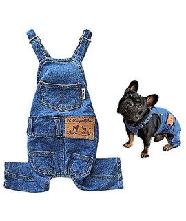 Teilybao Dog Denim Jumpsuit Costumes Cat Pet,Puppy Jean Jacket Sling Jumpsuit Costumes, Fashion Comfortable Blue Pants Clothing for Small Medium Dogs Cats