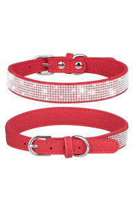 Small Dog Collar With Rhinestone Crystal Diamond Colorful Bling Girl Cat Collars Red Xxl