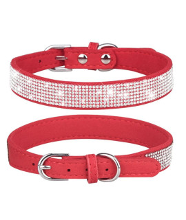 Small Dog Collar With Rhinestone Crystal Diamond Colorful Bling Girl Cat Collars Red Xxl