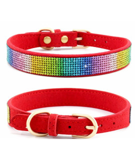 Small Dog Collar With Rhinestone Crystal Diamond Bling Girl Cat Collars Colorful Red Xxs