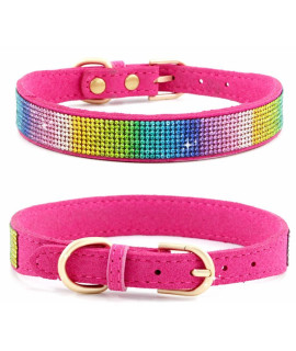 Small Dog Collar With Rhinestone Crystal Diamond Bling Girl Cat Collars Colorful Rose Xl