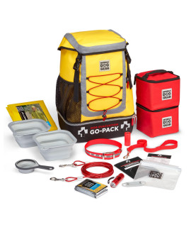 Mobile Dog Gear, Dog Evacuation Go-Pack - Deluxe Backpack Travel Bag + Emergency Supplies - 17 Pcs Bug-Out Survival Kit, Preloaded, Pet Emergency Kit for Disaster Preparedness (Medium & Large Dog)