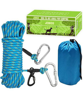 Dog Tie Out Cable for Camping - 50ft/75ft/100ft Portable Reflective Overhead Trolley System for Dogs up to 300lbs - Dog Lead for Yard Camping | Parks | Outdoor Events