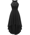 Dressystar Womens Sequin Dress Halter Cocktail Party Prom Dress Hi-Lo Bridesmaid Dress Sq28 Black M