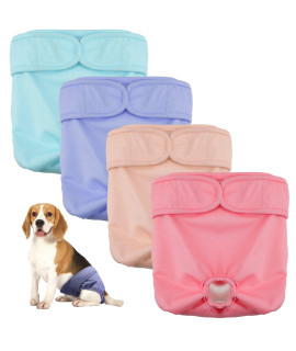 Calhnna Washble Dog Diapers Female - 4 Pack Highly Absorbent Reusable Dog Period Diaper Female Doggie Diapers For Heat Cycle Solid Large