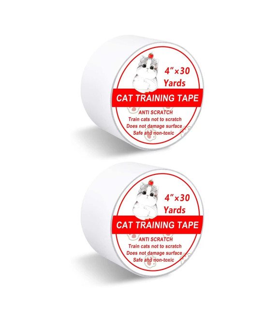 (4" x 30 2roll Cat Training Tape, Double-Sided Cat Tape,Anti Cat Scratch Tape,cat Deterrent Tape,100% Transparent Clear,Stop Cats Scratching Your Couch, Doors Carpet, Furniture