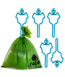 5 Pcs Dog Waste Bag Holder, Dog Poop Bag Holder With Touch Fastener, Attachment For Garbage Bag Dispenser, Hands Free Garbage Bag Holder, Poop Bag Holder For Leash, Fits Any Leashleash (Light Blue)
