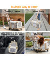 Totoro ball Pet Carrier with Wheels for Small & Medium Dogs Cats Up to 20 Pounds for Car Seat Travel Removable Carrier with Telescopic Handle Mesh Windows (Off-White)