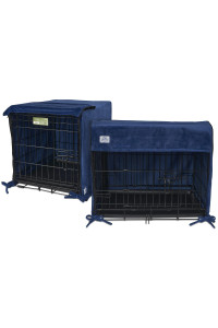 Pet Dreams Breathable Crate Cover - Double Door Dog Crate Covers/Kennel Covers, Metal Dog Crate Accessories, Machine Washable Kennel Cover (Blue, Large Dog Crate Covers 36 Inch)
