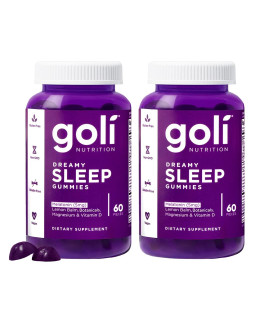 Goli Dreamy Sleep Gummy - 120 Count - Melatonin, Vitamin D, Magnesium, And Lemon Balm Extract - Gelatin-Free, Gluten-Free, Vegan Non-Gmo