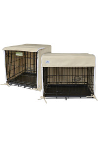 Pet Dreams Breathable Crate Cover - Double Door Dog Crate Covers/Kennel Covers, Metal Dog Crate Accessories, Machine Washable Kennel Cover (Khaki Tan, Medium Dog Crate Cover 30 Inch)