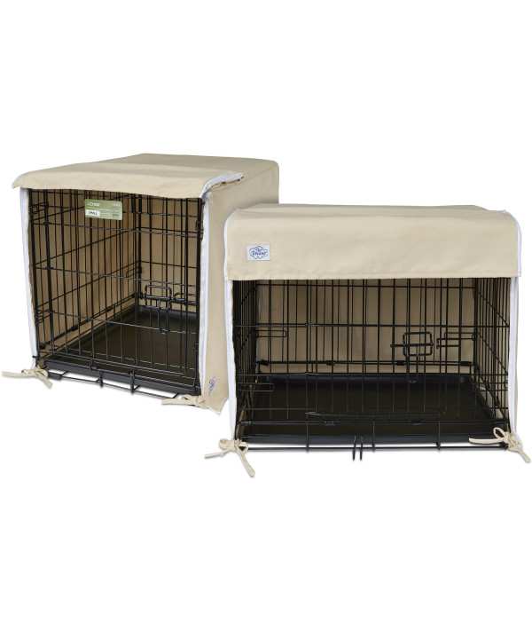 Pet Dreams Breathable Crate Cover - Double Door Dog Crate Covers/Kennel  Covers, Metal Dog Crate Accessories, Machine Washable Kennel Cover (Khaki  Tan